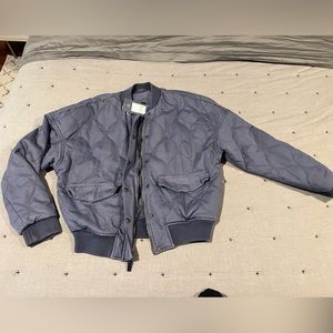 Blue Universal Thread Quilted Bomber Jacket Small